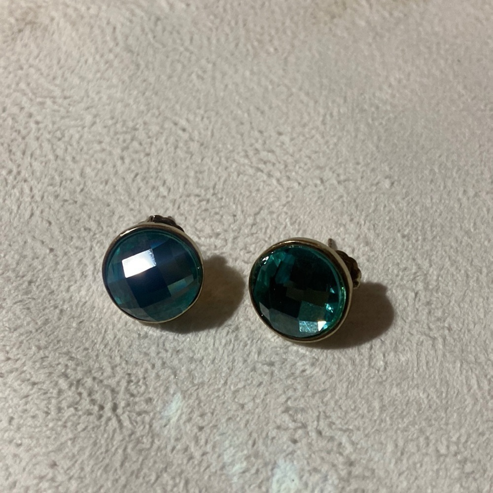 Blue earrings on gold - Picture 2 of 4